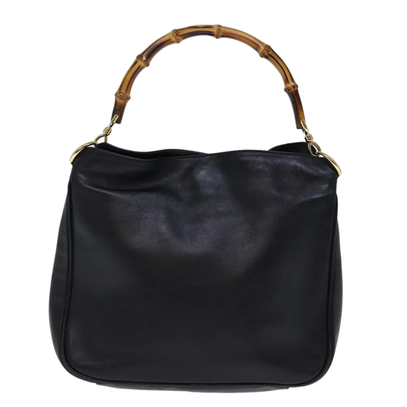 GUCCI Bamboo Hand Bag Leather Black 001 2113 1638 Auth ti1685 - Picture 13 of 16